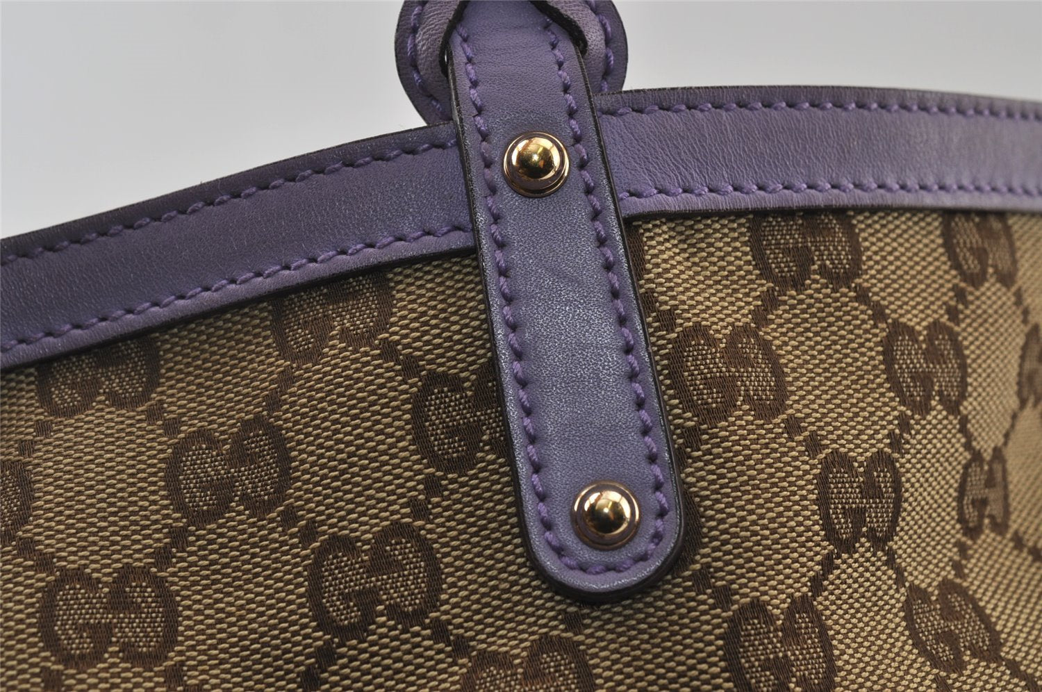 Authentic GUCCI Craft Shoulder Tote Bag GG Canvas Leather 247209 Brown 5452I