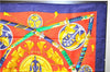 Authentic HERMES Carre 90 Scarf "DAIMYO" Silk Navy Box 5453D