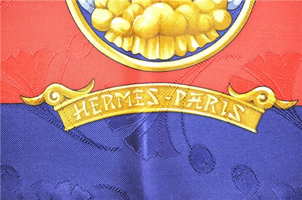 Authentic HERMES Carre 90 Scarf "DAIMYO" Silk Navy Box 5453D