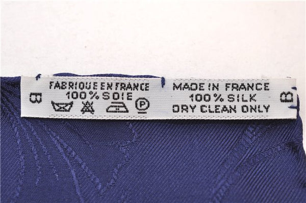 Authentic HERMES Carre 90 Scarf "DAIMYO" Silk Navy Box 5453D