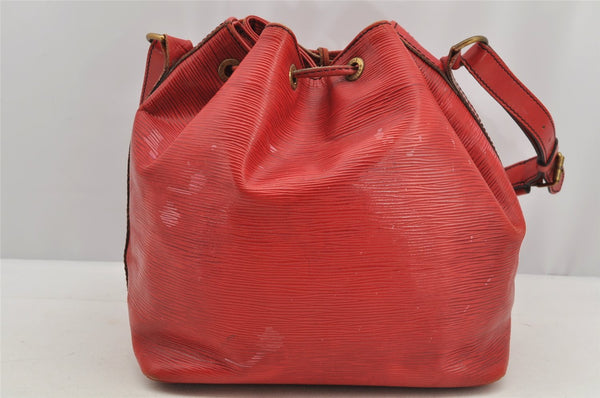 Authentic Louis Vuitton Epi Petit Noe Shoulder Drawstring Bag M44107 Red 5453I