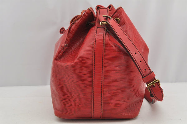 Authentic Louis Vuitton Epi Petit Noe Shoulder Drawstring Bag M44107 Red 5453I