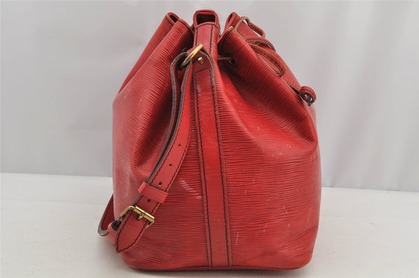 Authentic Louis Vuitton Epi Petit Noe Shoulder Drawstring Bag M44107 Red 5453I