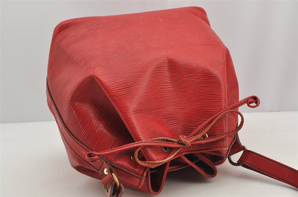 Authentic Louis Vuitton Epi Petit Noe Shoulder Drawstring Bag M44107 Red 5453I