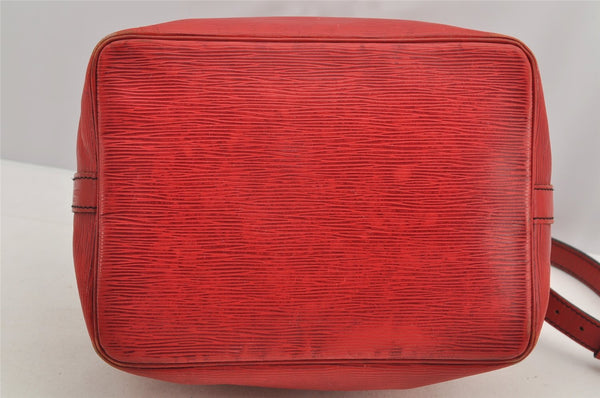 Authentic Louis Vuitton Epi Petit Noe Shoulder Drawstring Bag M44107 Red 5453I