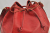 Authentic Louis Vuitton Epi Petit Noe Shoulder Drawstring Bag M44107 Red 5453I