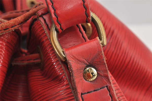 Authentic Louis Vuitton Epi Petit Noe Shoulder Drawstring Bag M44107 Red 5453I