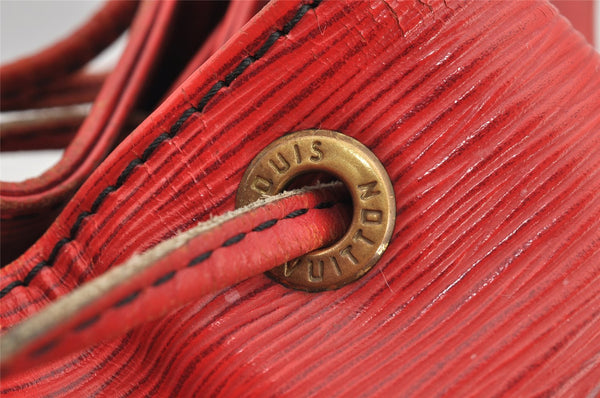Authentic Louis Vuitton Epi Petit Noe Shoulder Drawstring Bag M44107 Red 5453I