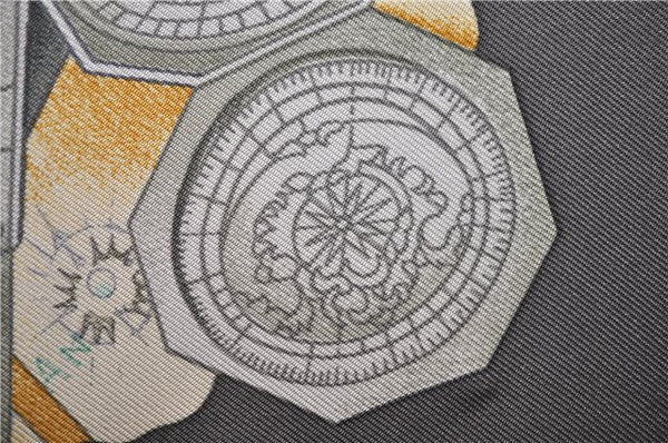 Authentic HERMES Carre 90 Scarf "AZVLEJOS" Silk Gray 5455D