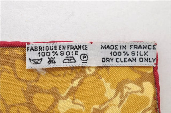 Authentic HERMES Carre 90 Scarf "CARPE DIEM" Silk Red Yellow 5456D