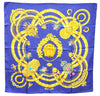 Authentic HERMES Carre 90 Scarf "KOSMIMA" Silk Blue 5457D