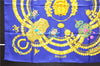 Authentic HERMES Carre 90 Scarf "KOSMIMA" Silk Blue 5457D