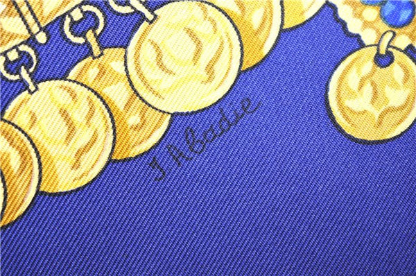 Authentic HERMES Carre 90 Scarf "KOSMIMA" Silk Blue 5457D