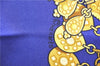 Authentic HERMES Carre 90 Scarf "KOSMIMA" Silk Blue 5457D