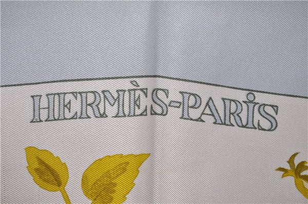 Authentic HERMES Carre 90 Scarf "ROMANTIQUE" Silk Light Blue 5458D