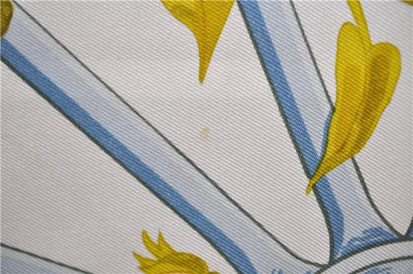 Authentic HERMES Carre 90 Scarf "ROMANTIQUE" Silk Light Blue 5458D