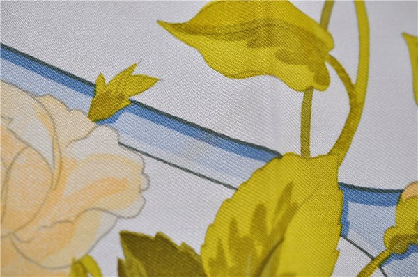 Authentic HERMES Carre 90 Scarf "ROMANTIQUE" Silk Light Blue 5458D