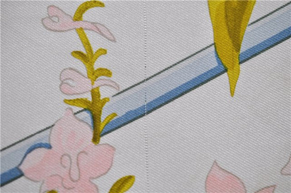 Authentic HERMES Carre 90 Scarf "ROMANTIQUE" Silk Light Blue 5458D