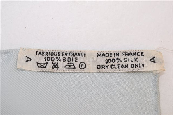 Authentic HERMES Carre 90 Scarf "ROMANTIQUE" Silk Light Blue 5458D