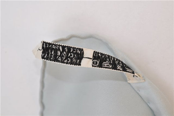 Authentic HERMES Carre 90 Scarf "ROMANTIQUE" Silk Light Blue 5458D