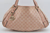 Authentic GUCCI GG Crystal Abbey Shoulder Tote Bag PVC Leather 130736 Pink 5458I