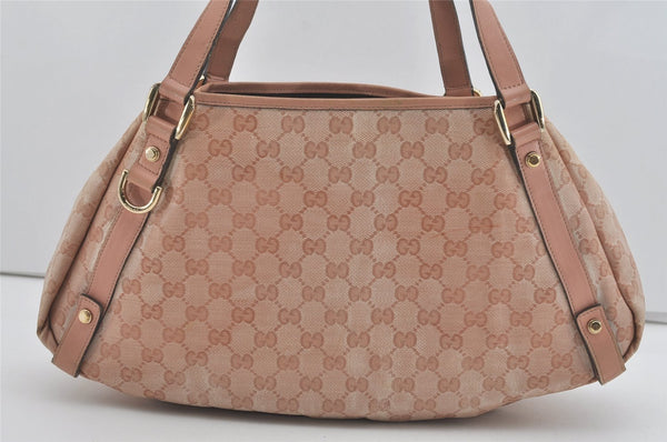 Authentic GUCCI GG Crystal Abbey Shoulder Tote Bag PVC Leather 130736 Pink 5458I