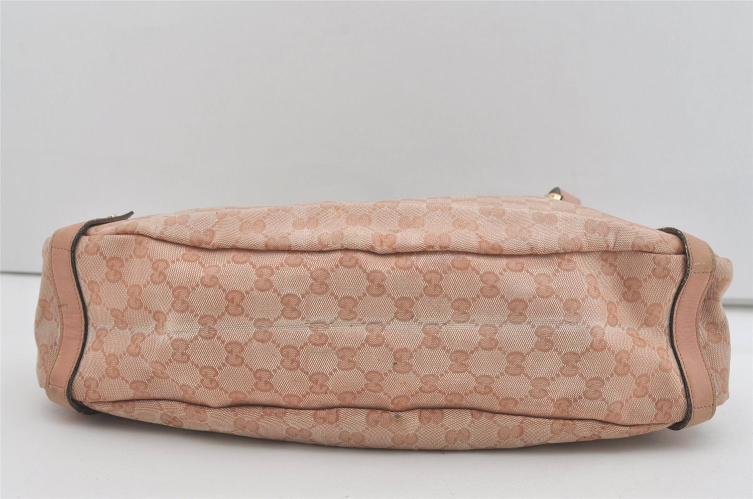 Authentic GUCCI GG Crystal Abbey Shoulder Tote Bag PVC Leather 130736 Pink 5458I