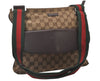 Auth GUCCI Web Sherry Line Shoulder Bag GG Canvas Leather 256100 Brown 5459I