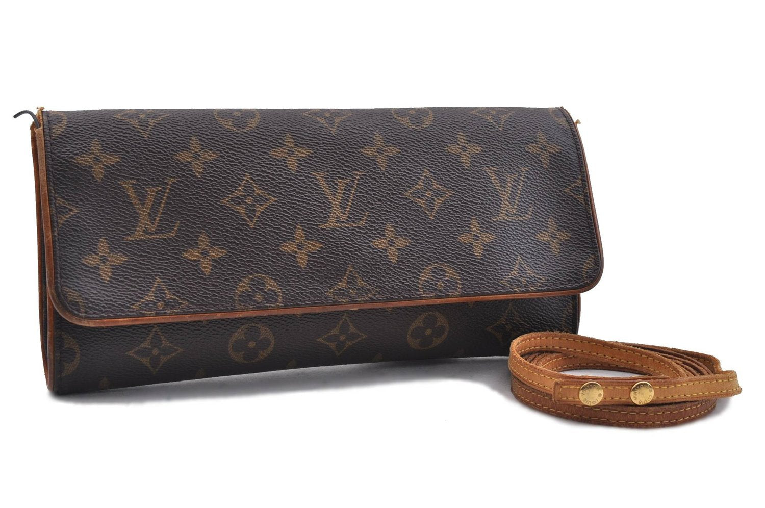 Auth LOUIS VUITTON Monogram Pochette Twin GM Shoulder Pouch M51852 LV Junk 5460C
