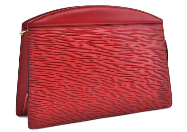 Authentic LOUIS VUITTON Epi Trousse Crete Clutch Bag Red LV 5461C