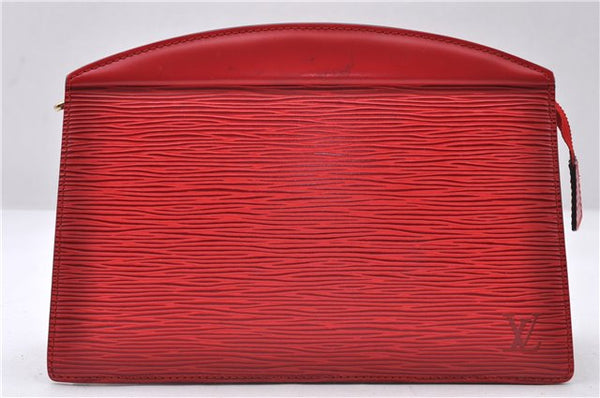 Authentic LOUIS VUITTON Epi Trousse Crete Clutch Bag Red LV 5461C