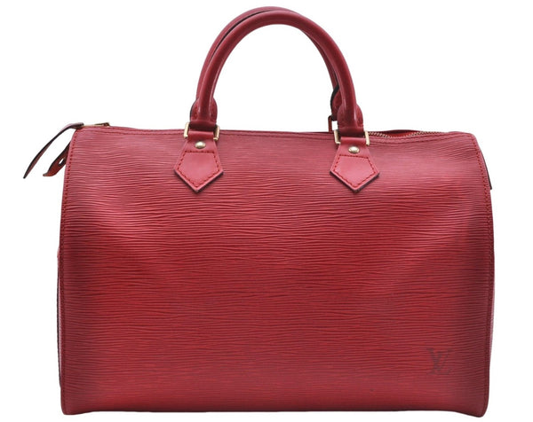Authentic Louis Vuitton Epi Speedy 30 Hand Boston Bag Red M43007 LV 5461D