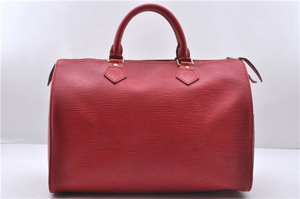 Authentic Louis Vuitton Epi Speedy 30 Hand Boston Bag Red M43007 LV 5461D