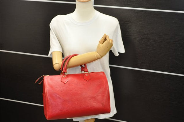 Authentic Louis Vuitton Epi Speedy 30 Hand Boston Bag Red M43007 LV 5461D