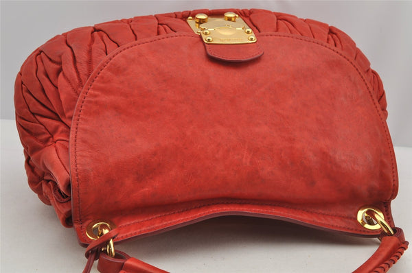 Authentic MIU MIU Matelasse Vintage Leather 2Way Shoulder Hand Bag Red 5461I