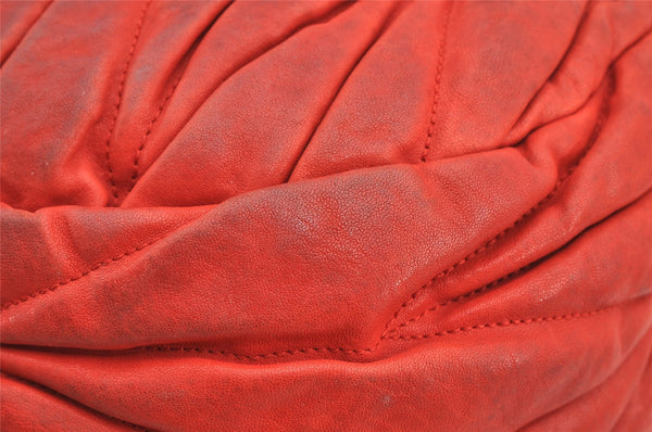 Authentic MIU MIU Matelasse Vintage Leather 2Way Shoulder Hand Bag Red 5461I