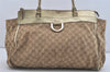 Authentic GUCCI Vintage Abbey Hand Tote Bag GG Canvas Leather 189931 Beige 5463I