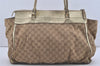 Authentic GUCCI Vintage Abbey Hand Tote Bag GG Canvas Leather 189931 Beige 5463I