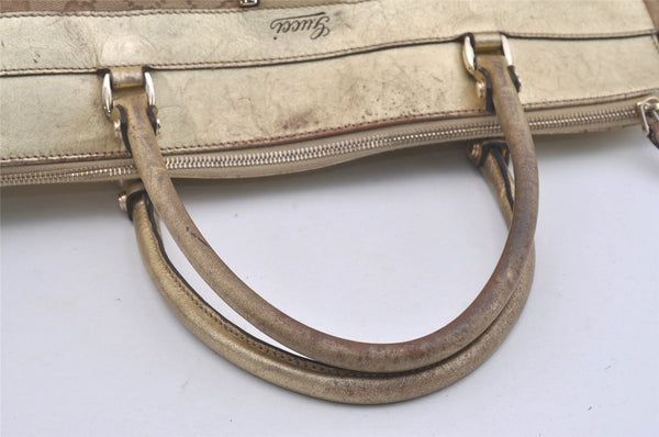 Authentic GUCCI Vintage Abbey Hand Tote Bag GG Canvas Leather 189931 Beige 5463I