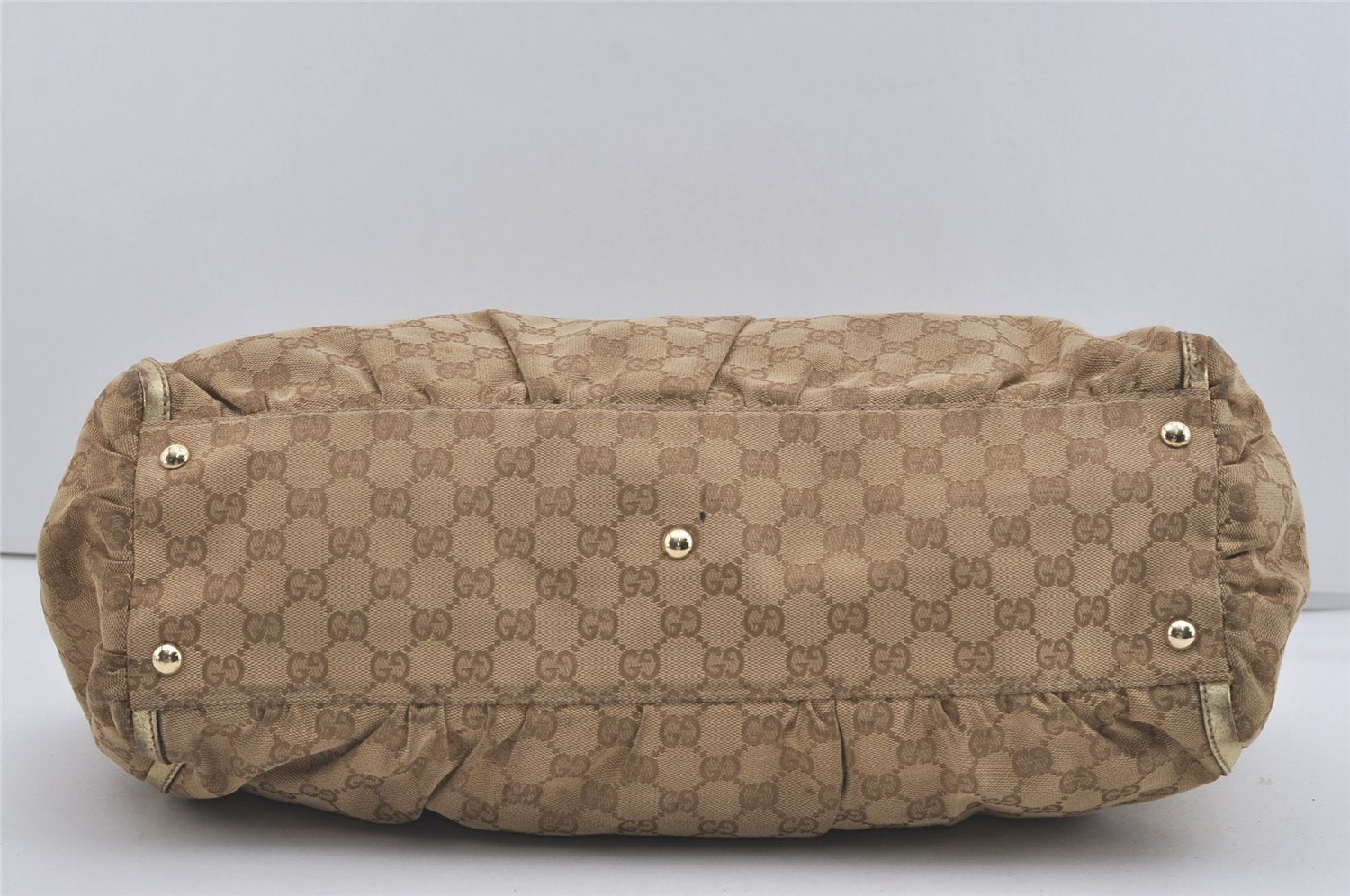 Authentic GUCCI Vintage Abbey Hand Tote Bag GG Canvas Leather 189931 Beige 5463I