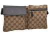 Authentic GUCCI Waist Bum Bag GG Canvas Leather 28566 Brown 5464D