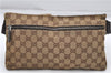 Authentic GUCCI Waist Bum Bag GG Canvas Leather 28566 Brown 5464D