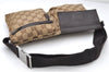 Authentic GUCCI Waist Bum Bag GG Canvas Leather 28566 Brown 5464D