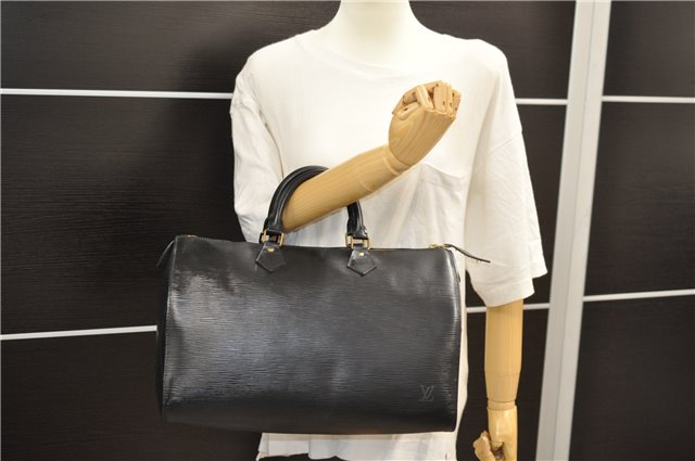 Authentic Louis Vuitton Epi Speedy 35 Hand Boston Bag Black M42992 LV 5465D
