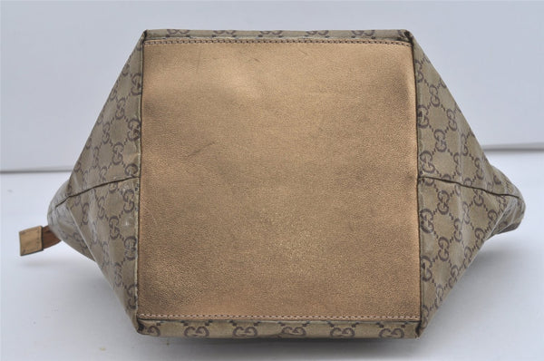 Authentic GUCCI GG Crystal Hand Tote Bag GG PVC Leather 131228 Gold 5465I