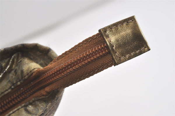 Authentic GUCCI GG Crystal Hand Tote Bag GG PVC Leather 131228 Gold 5465I