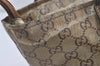 Authentic GUCCI GG Crystal Hand Tote Bag GG PVC Leather 131228 Gold 5465I