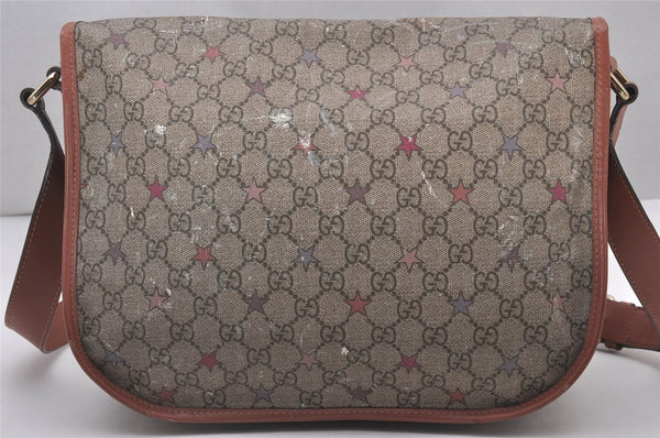 Authentic GUCCI GG Supreme Stars Shoulder Bag PVC Leather 201732 Brown 5466I