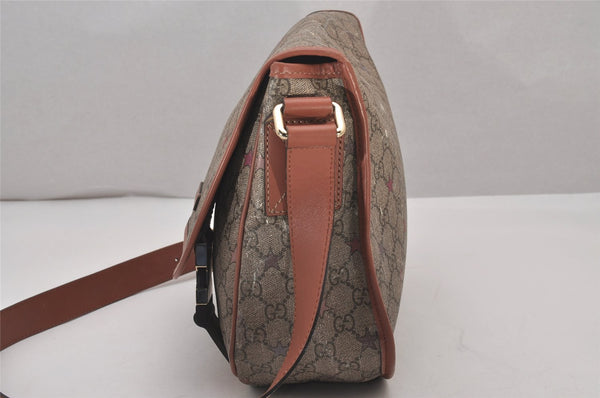 Authentic GUCCI GG Supreme Stars Shoulder Bag PVC Leather 201732 Brown 5466I