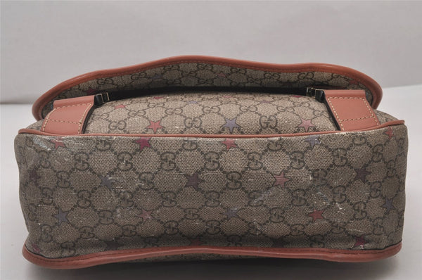 Authentic GUCCI GG Supreme Stars Shoulder Bag PVC Leather 201732 Brown 5466I